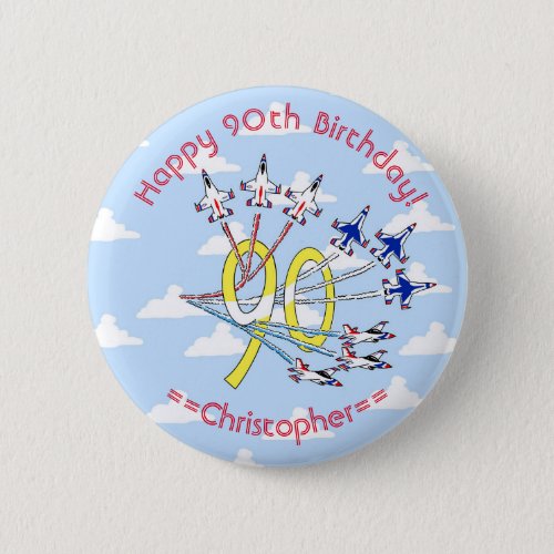 Thunderbirds 90th Birthday Badge Blue Sky Button