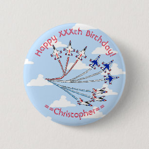 Thunderbirds Blue Sky Customisable Birthday Badge Button