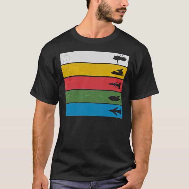Thunderbirds Classic - Birds Silhouettes on Stripe T-Shirt (Front)