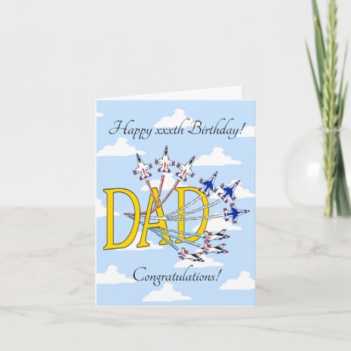 Thunderbirds Dad Customizable Birthday Blue Sky  Card