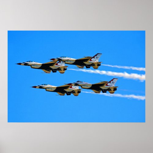 Thunderbirds Four Ship Formation Smoke On Poster