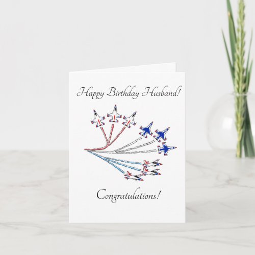 Thunderbirds Husband Birthday Card White