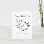 Thunderbirds Son Birthday Card White<br><div class="desc">What better way to celebrate your Son's special birthday than with a fly-past by the Thunderbirds aerobatic jets, famed for their breath-taking aerial feats, and for their red, white and blue trails, especially when flying across the United States of America.. Send a celebratory fly-past to that relative who loves aircraft,...</div>