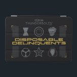Thunderbolts* | Disposable Delinquents iPad Mini Cover<br><div class="desc">Bring a tactical, underground vibe to your apparel and accessories with the "Disposable Delinquents" team roster. This design features a clean yet gritty arrangement of the squad's signature symbols, from Bucky’s star to Ghost’s mask. The high-contrast black, silver, and gold palette makes it a striking piece for any fan’s collection,...</div>