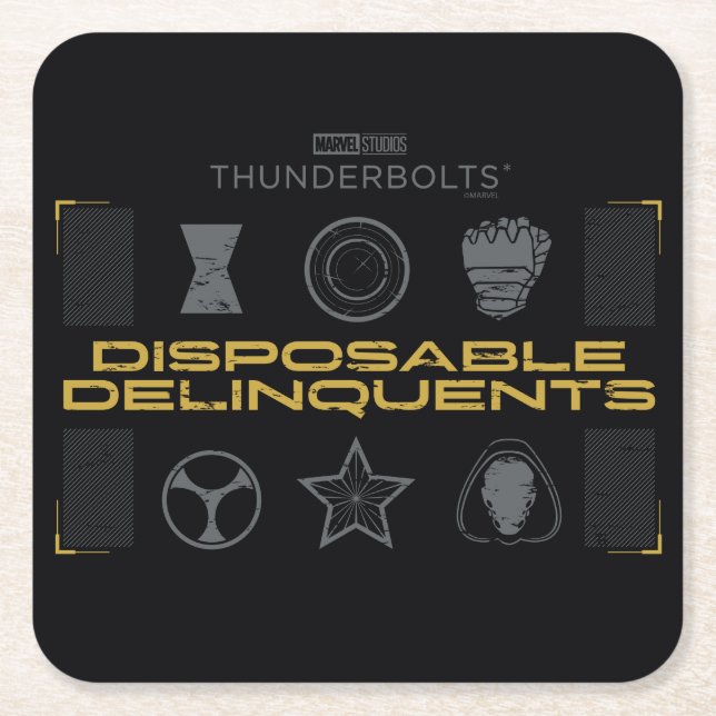 Thunderbolts* | Disposable Delinquents Square Paper Coaster (Front)