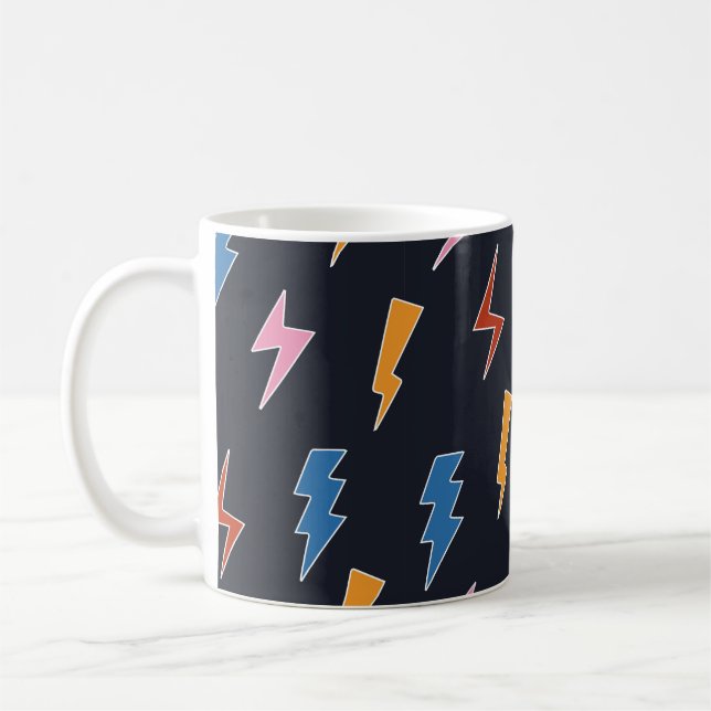 Thunderbolts seamless pattern,hand drawn lightning coffee mug (Left)
