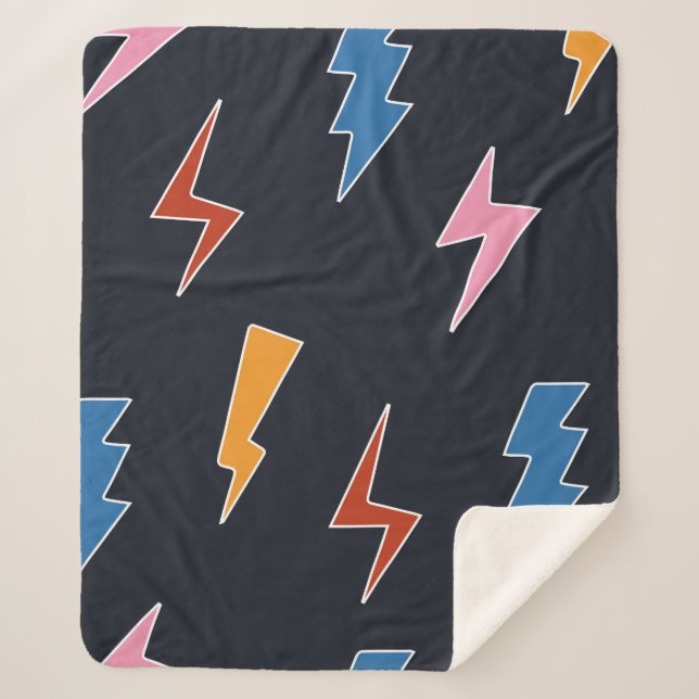 Thunderbolts seamless pattern,hand drawn lightning sherpa blanket (Front)