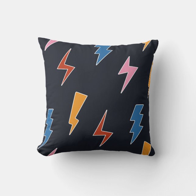 Thunderbolts seamless pattern,hand drawn lightning throw pillow (Front)
