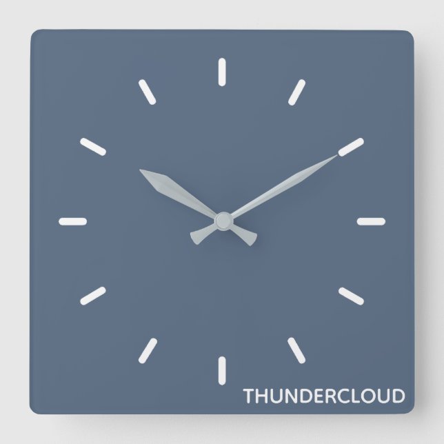 Thundercloud Blue-grey Colour Name Square Wall Clock (Front)