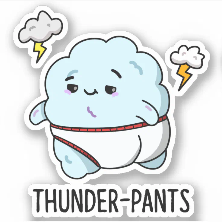 Thunderpants Funny Cloud Underwear Pun Sticker | Zazzle Thunderpants Funny Cloud Underwear Pun Sticker | Zazzle
