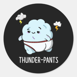 Thunderpants Funny Cloud Weather Pun Dark BG Classic Round Sticker