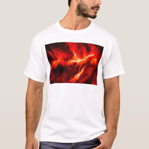 Thunders _ Red Abstract Modern Art T_Shirt