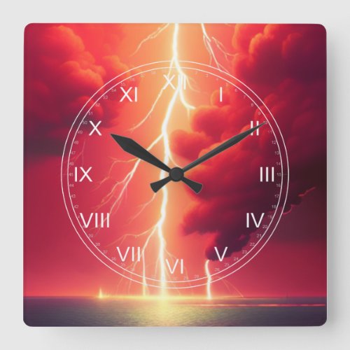 Thunderstorm artwork square wall clock