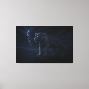 Thunderstorm Blue-Eye White Tiger – Fantasy Art Canvas Print
