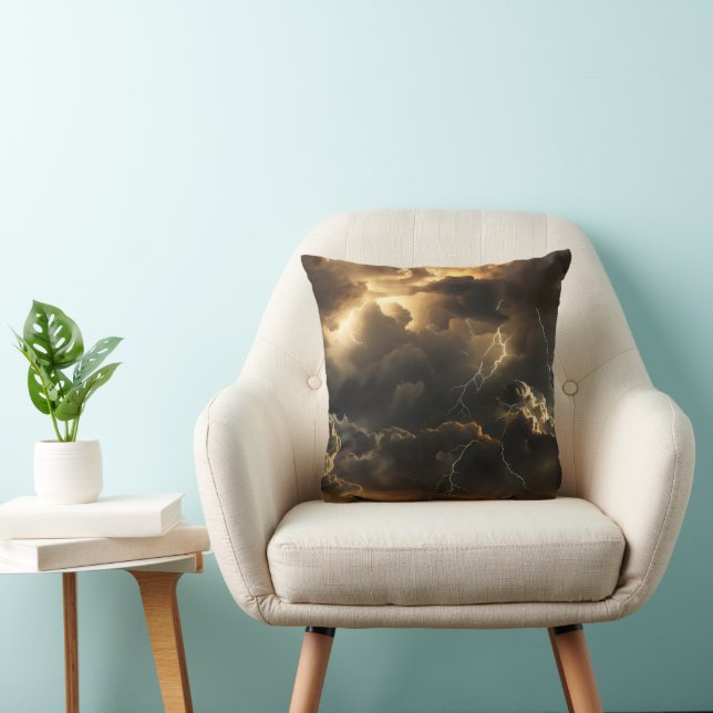Thunderstorm Clouds Pattern Throw Pillow (Chair)