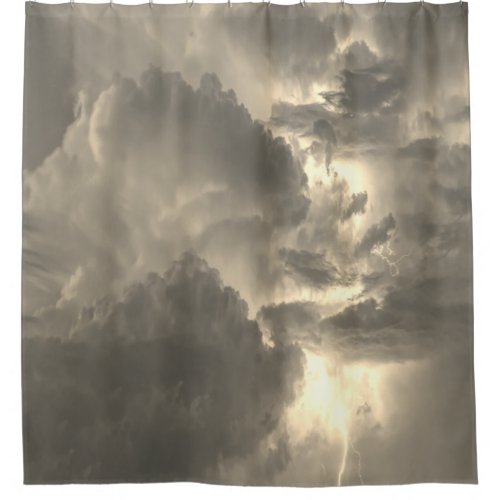 Thunderstorm Flashes of Lightning Grey Sky Shower Curtain