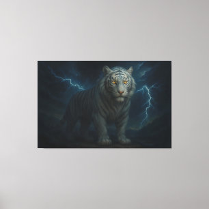 Thunderstorm Golden-Eyed White Tiger ManJiangHon Canvas Print