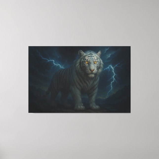Thunderstorm Golden-Eyed White Tiger | ManJiangHon Canvas Print (Front)