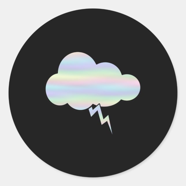 Thunderstorm Lightning Cloud Weather Classic Round Sticker (Front)