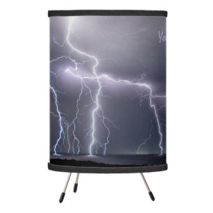 Thunderstorm Lightning Storm Black & Purple Photo Tripod Lamp