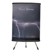 Thunderstorm Lightning Storm Black & Purple Photo  Tripod Lamp (Front)