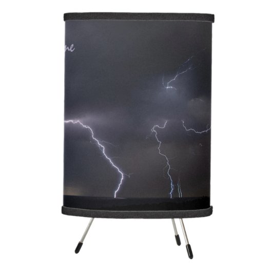 Thunderstorm Lightning Storm Black & Purple Photo Tripod Lamp (Right)
