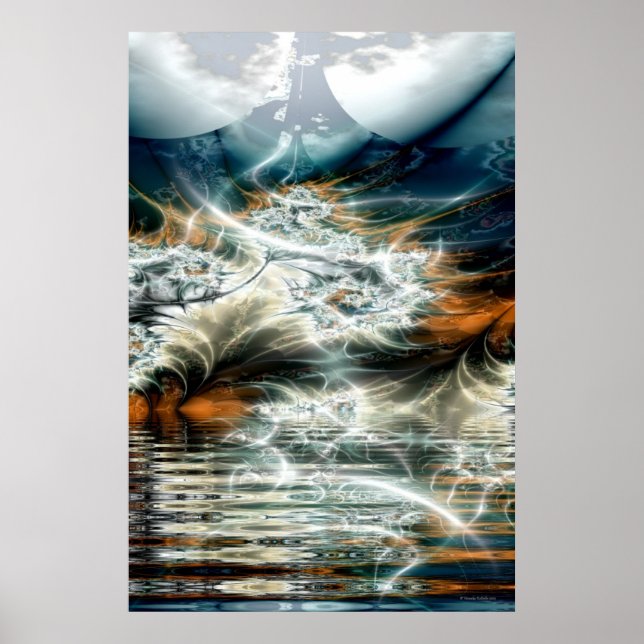 thunderstorm over the mountain lake poster (Front)