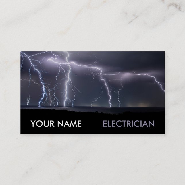 Thunderstorm Photo Electrician Electricity Business Card (Front)