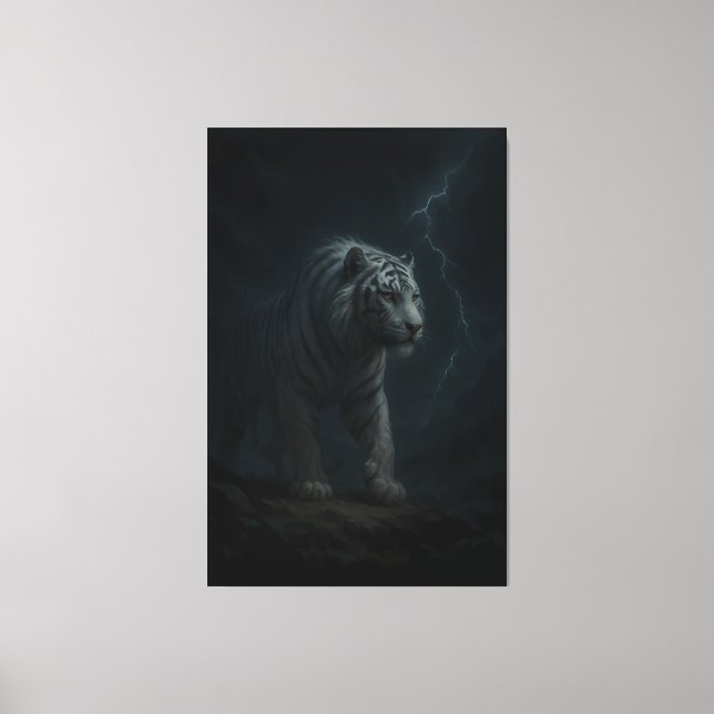 Thunderstrike White Tiger – Stormborn King Canvas Print (Front)