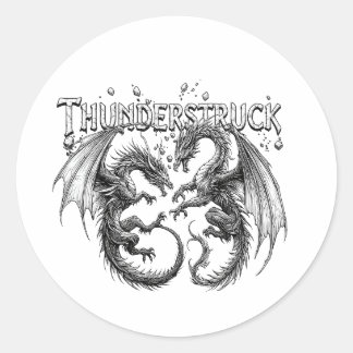 Thunderstruck Epic Fantasy Dragon Art Heavy Metal Classic Round Sticker