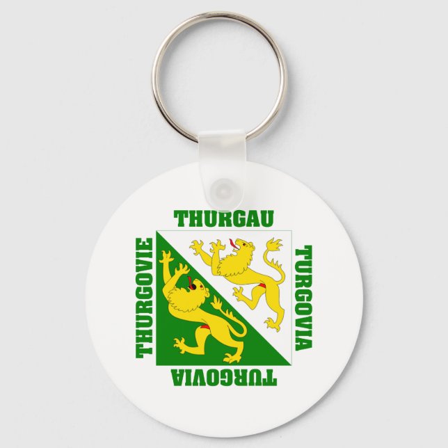 Thurgau Switzerland Canton Flag Keychain (Front)