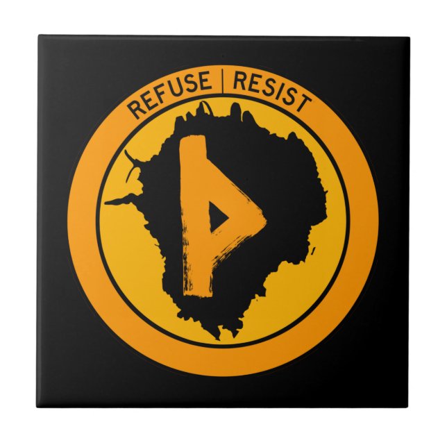 Thurisaz Inkblot Refuse Resist Ceramic Tile (Front)