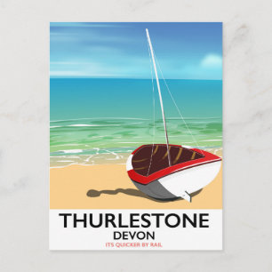 Thurlestone South Devon travel poster Postcard