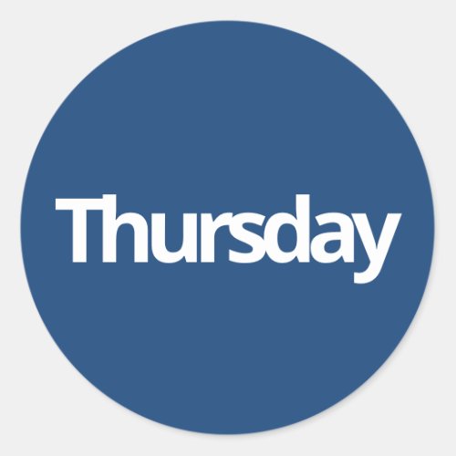 Thursday day planning supplies simple navy white classic round sticker