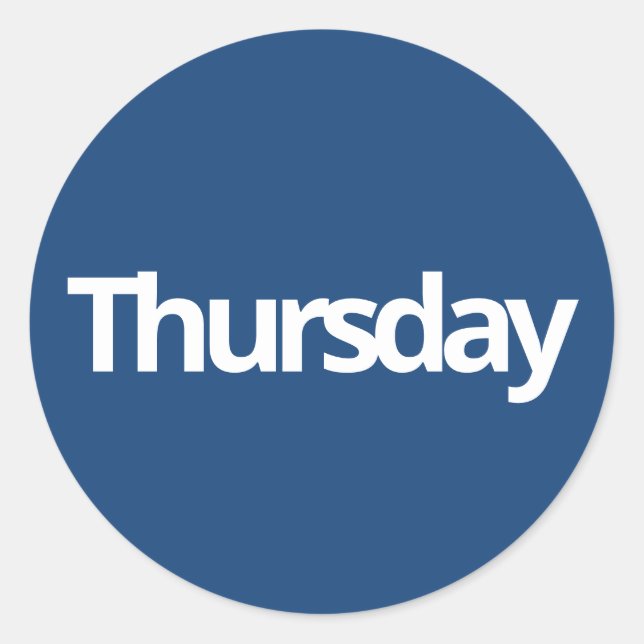 Thursday day planning supplies simple navy white classic round sticker (Front)