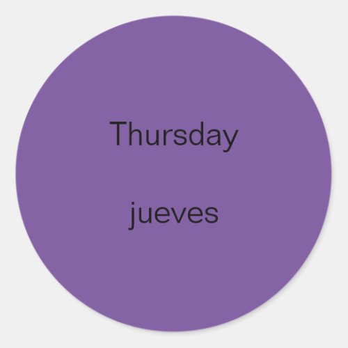 Thursday jueves English to Spanish Stickers