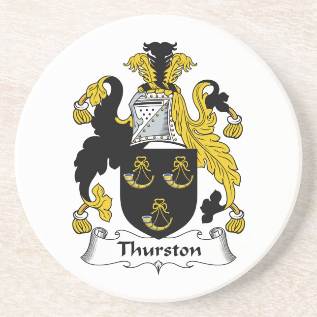 Thurston Family Crest Sandstone Coaster (Front)