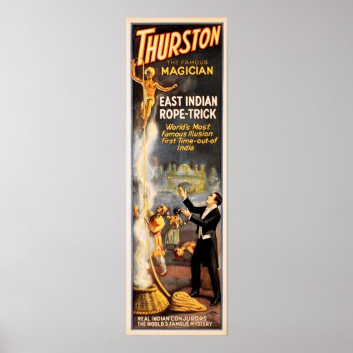 THURSTON Famous Magician East Indian Rope Trick Poster