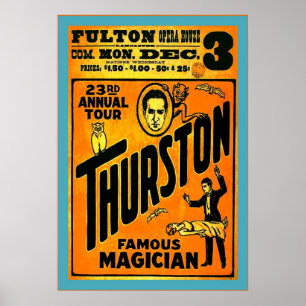 Thurston, Famous Magician ~ Vintage Magician Poster