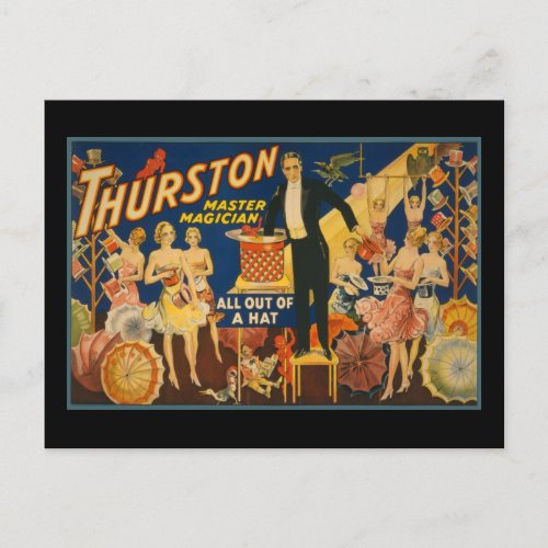 Thurston master magician all out of a hat postcard
