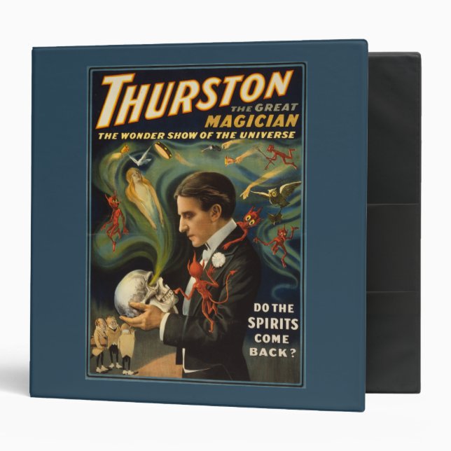 Thurston the Great Magician Holding Skull Magic Binder (Front/Inside)