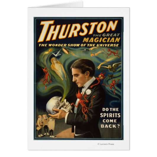 Thurston the Great Magician Holding Skull Magic Cards (Front)
