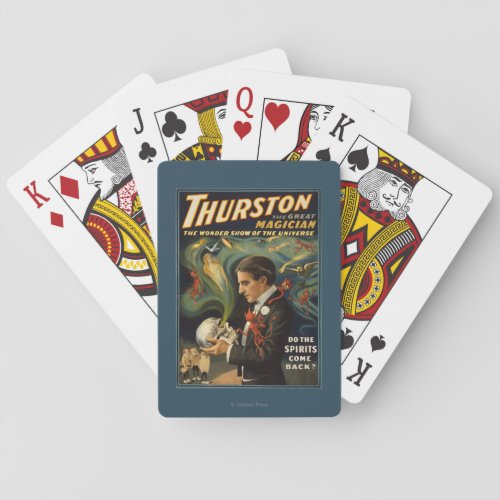 Thurston the Great Magician Holding Skull Magic Playing Cards