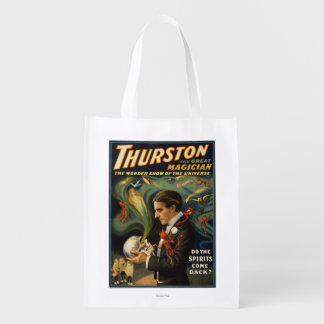 Thurston the Great Magician Holding Skull Magic Reusable Grocery Bag
