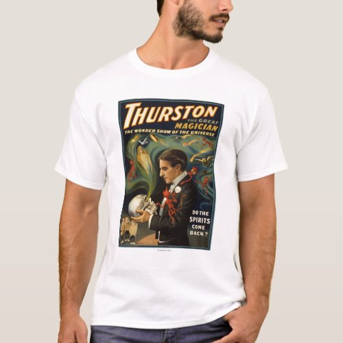 Thurston the Great Magician Holding Skull Magic T_Shirt