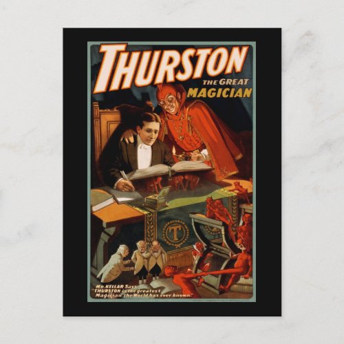 Thurston the great magician postcard