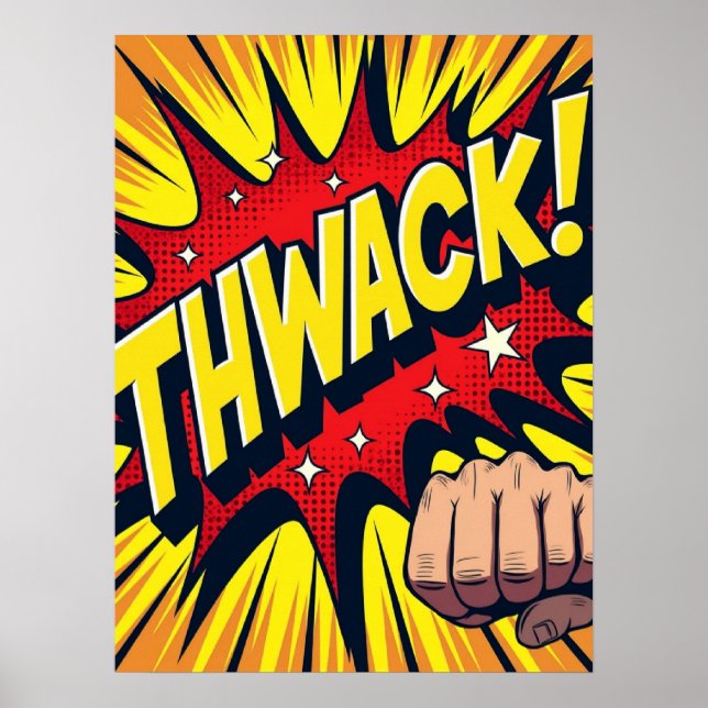 THWACK! Fist Punch Pop Art Impact Poster (Front)