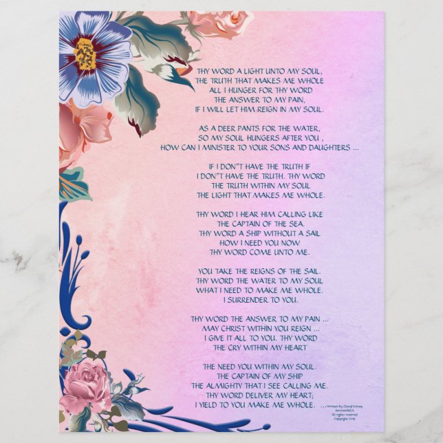 Thy Word Poetry/Writing Personalized Paper (Front)