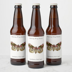 Thyatira batis - The Peach Blossom Moth Beer Bottle Label