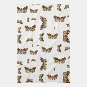 Thyatira batis - The Peach Blossom Moth Kitchen Towel